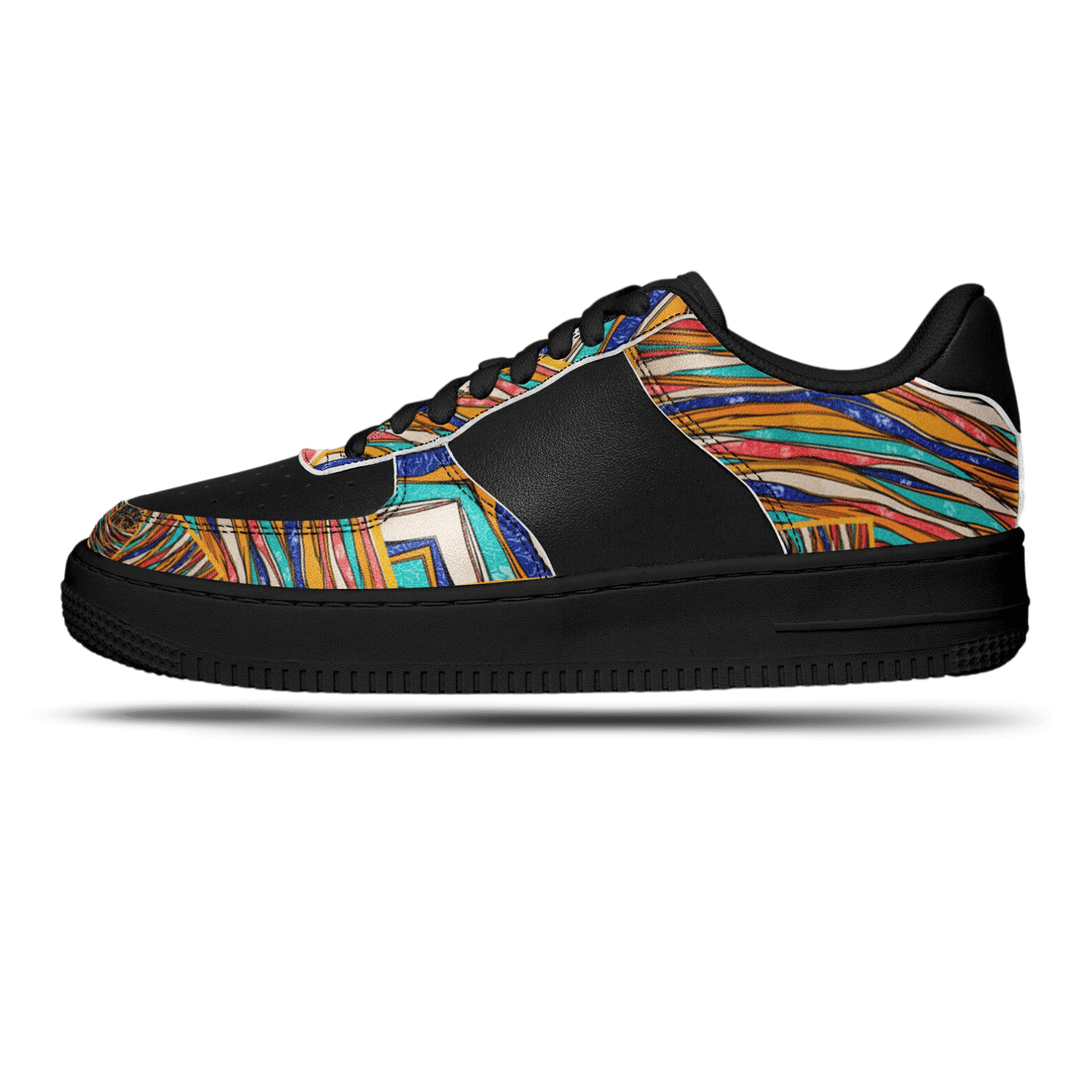 Abstract art black half sneakers.