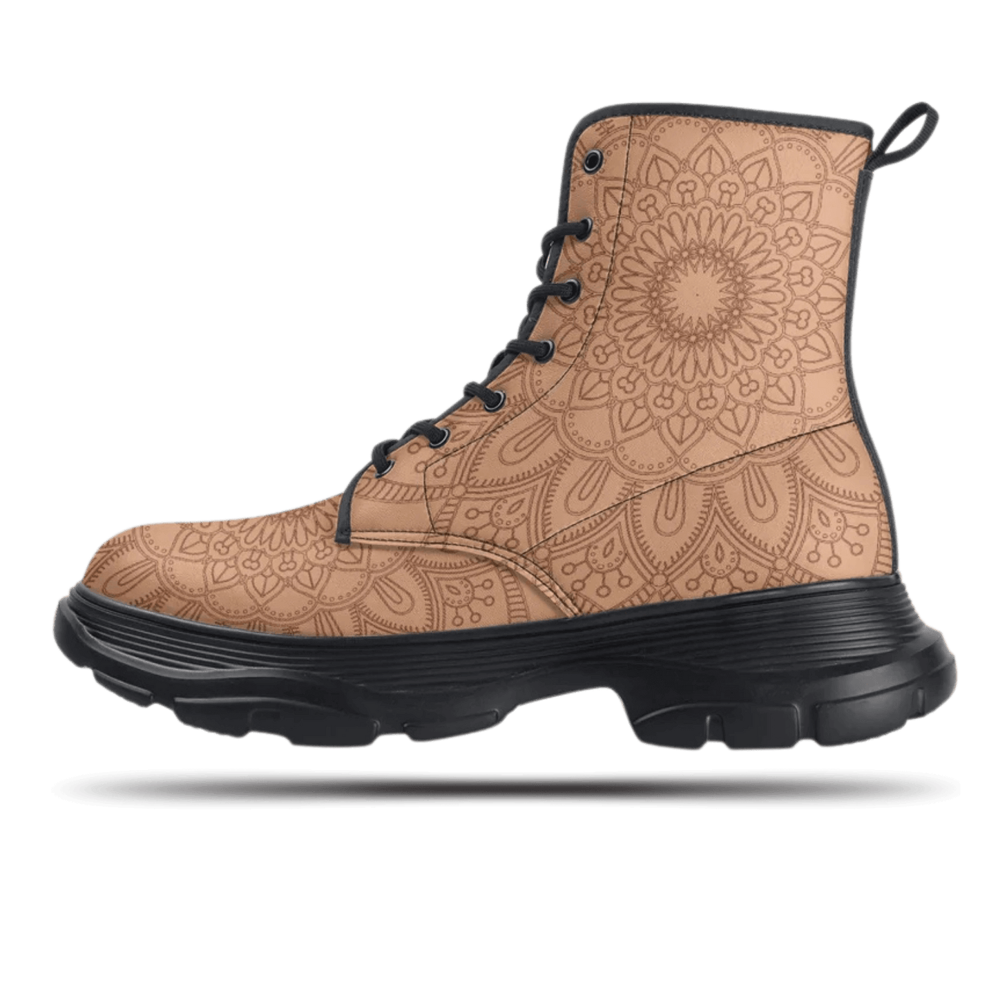 a pair of boots with a flower pattern on them