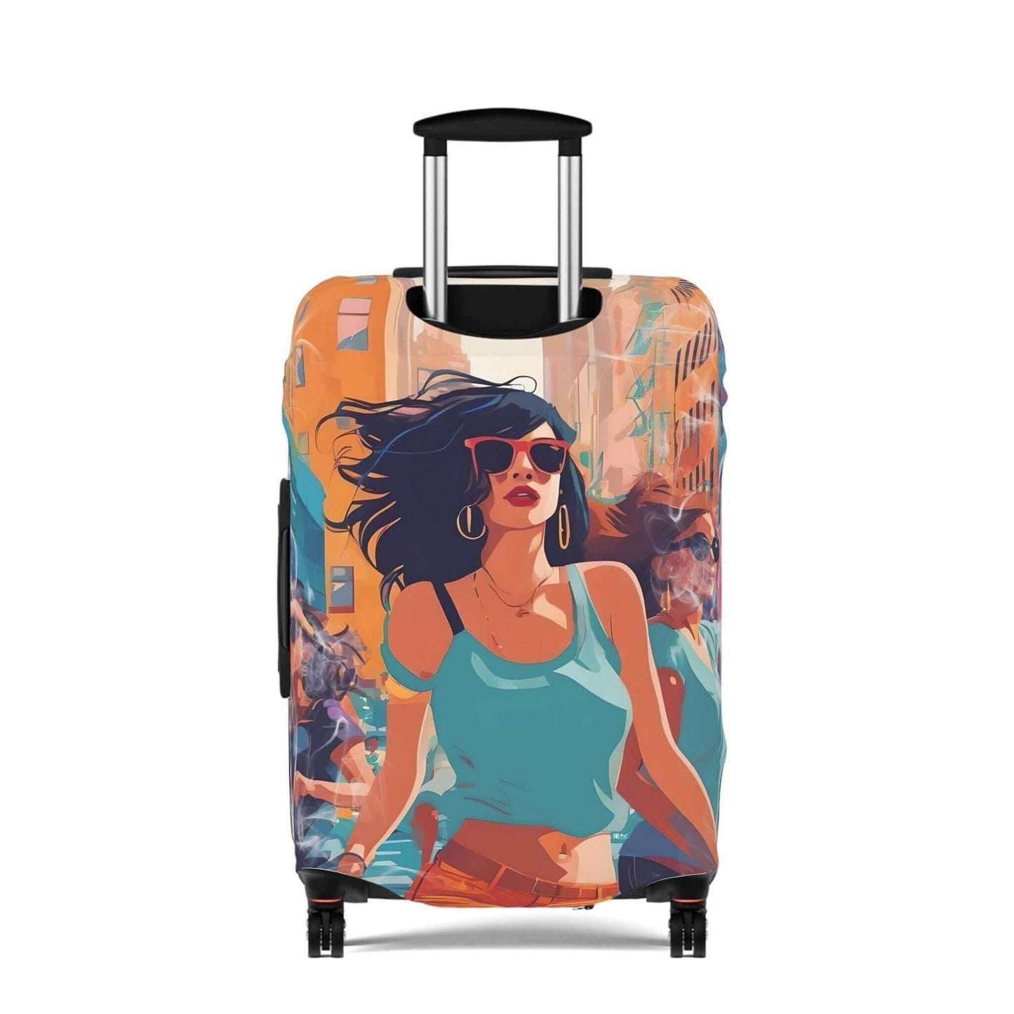 The fun girl suitcase protector.