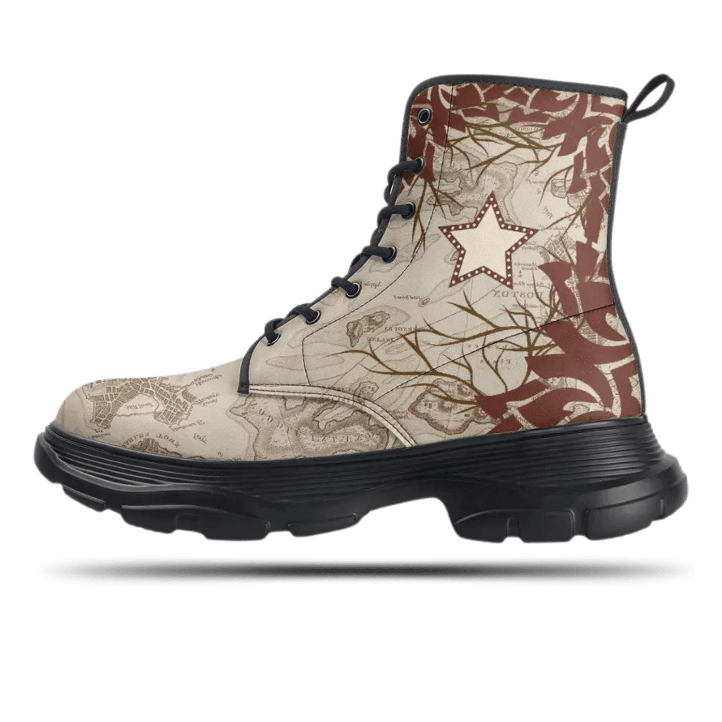 a pair of boots with a pattern on them