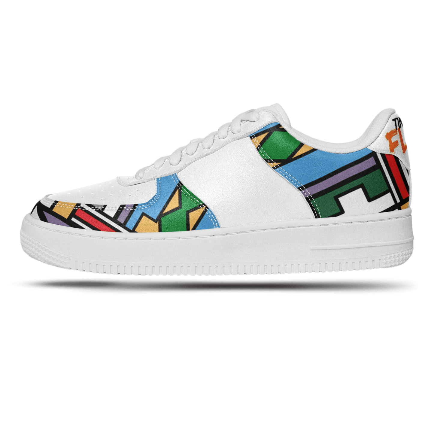 The blocks half white sneakers.