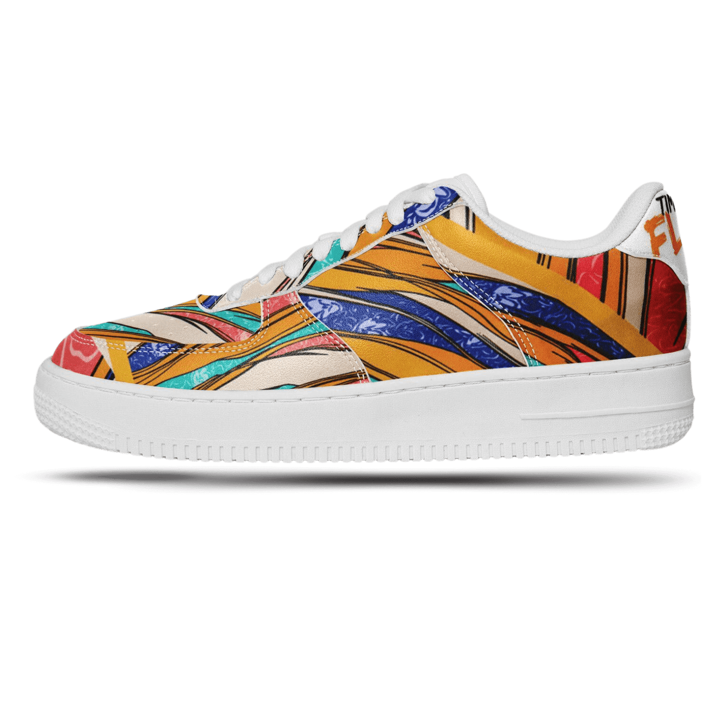 Abstract art white sneakers.