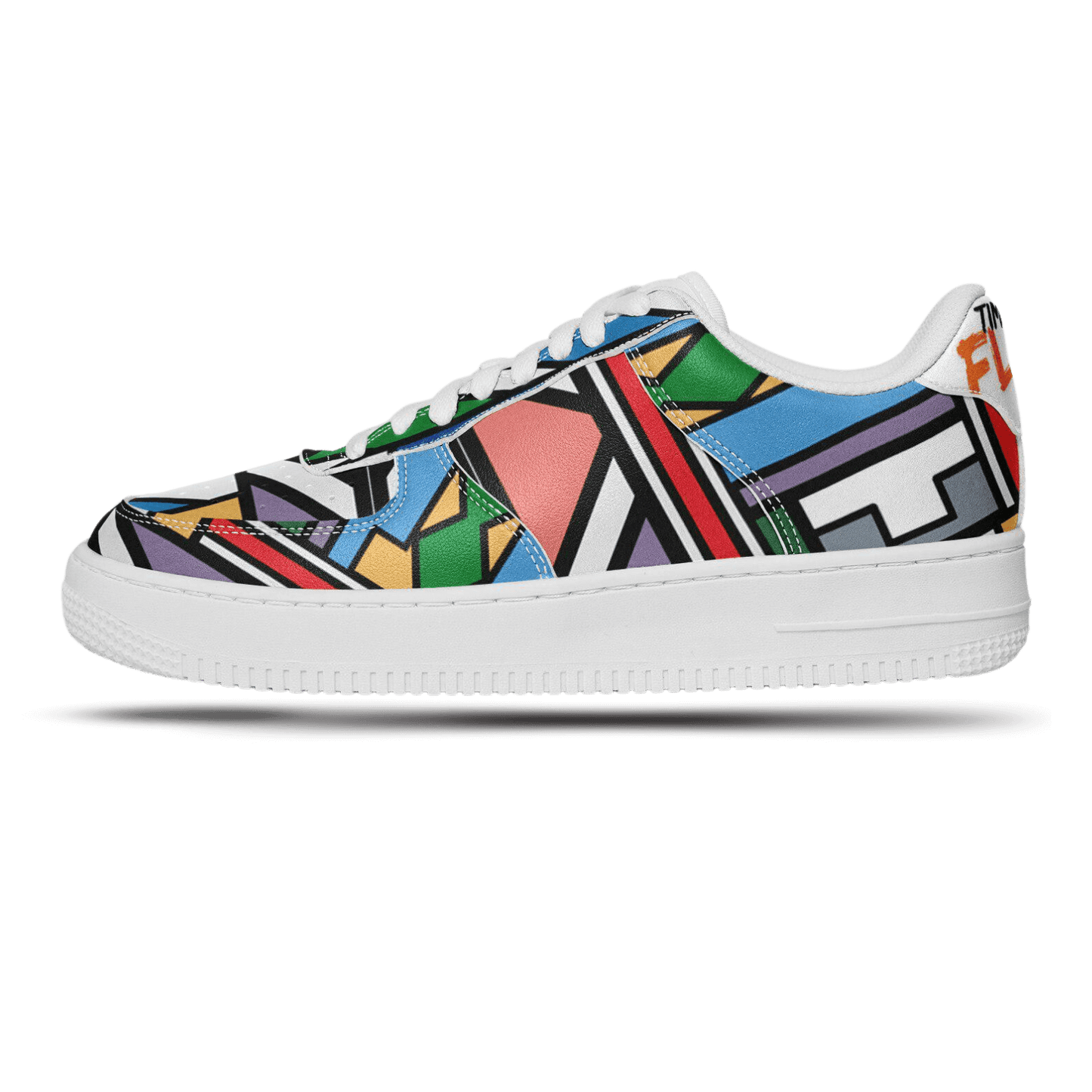 The blocks white sneakers.