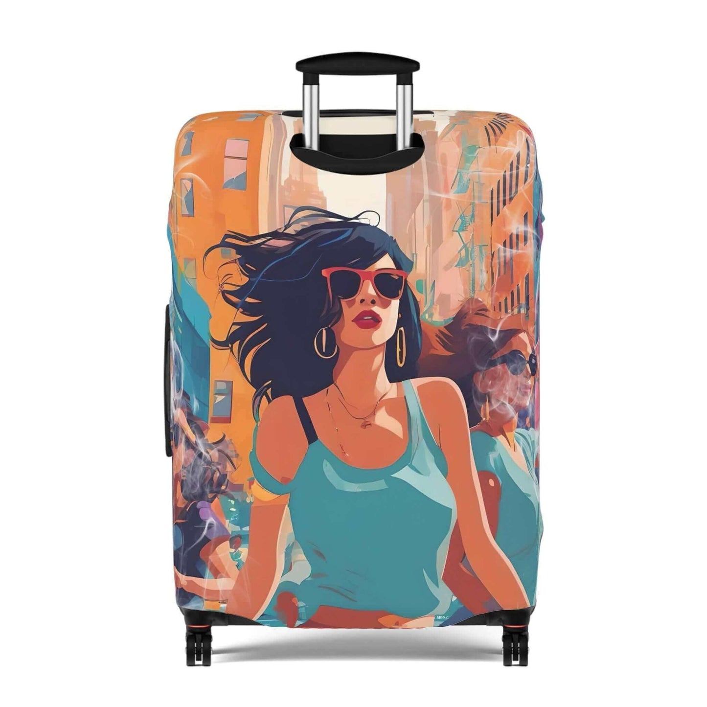 The fun girl suitcase protector.