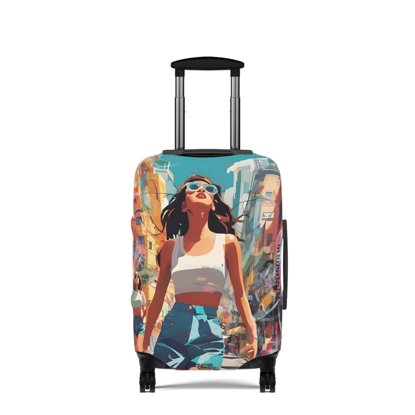 The happy girl suitcase protector.