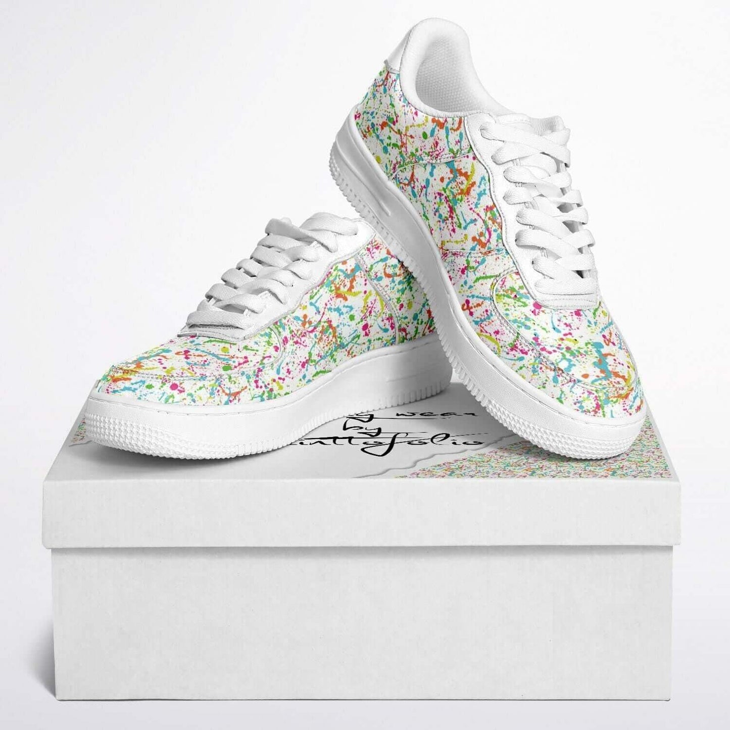 The painter white sneakers.