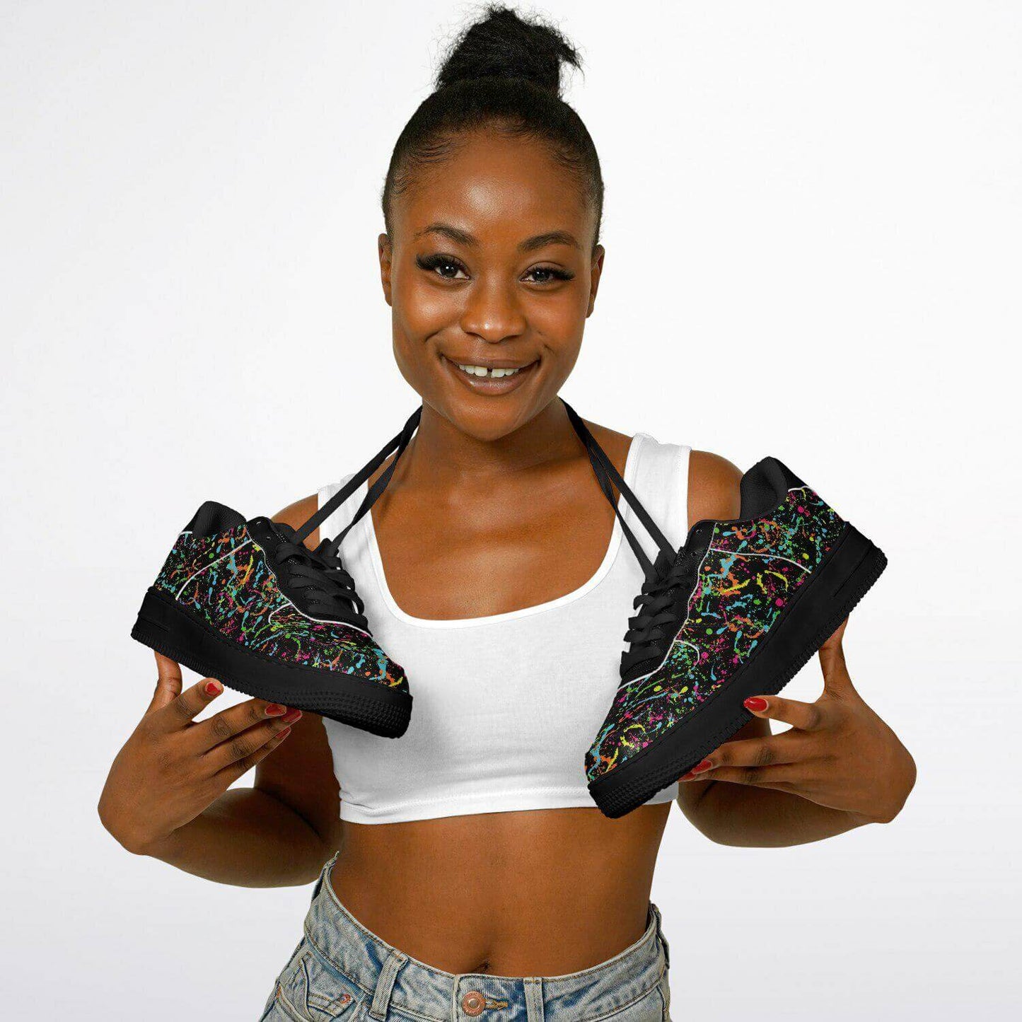 The painter black sneakers.