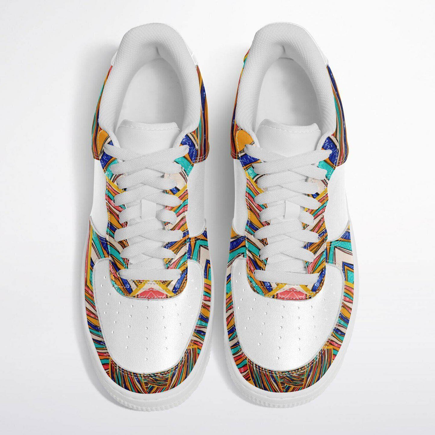 Abstract art white half sneakers.