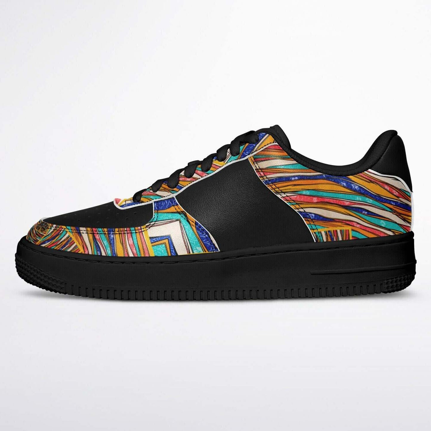 Abstract art black half sneakers.
