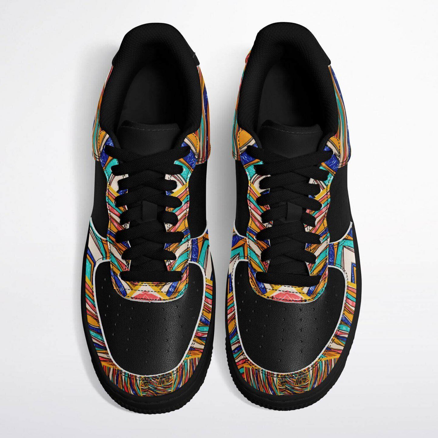 Abstract art black half sneakers.