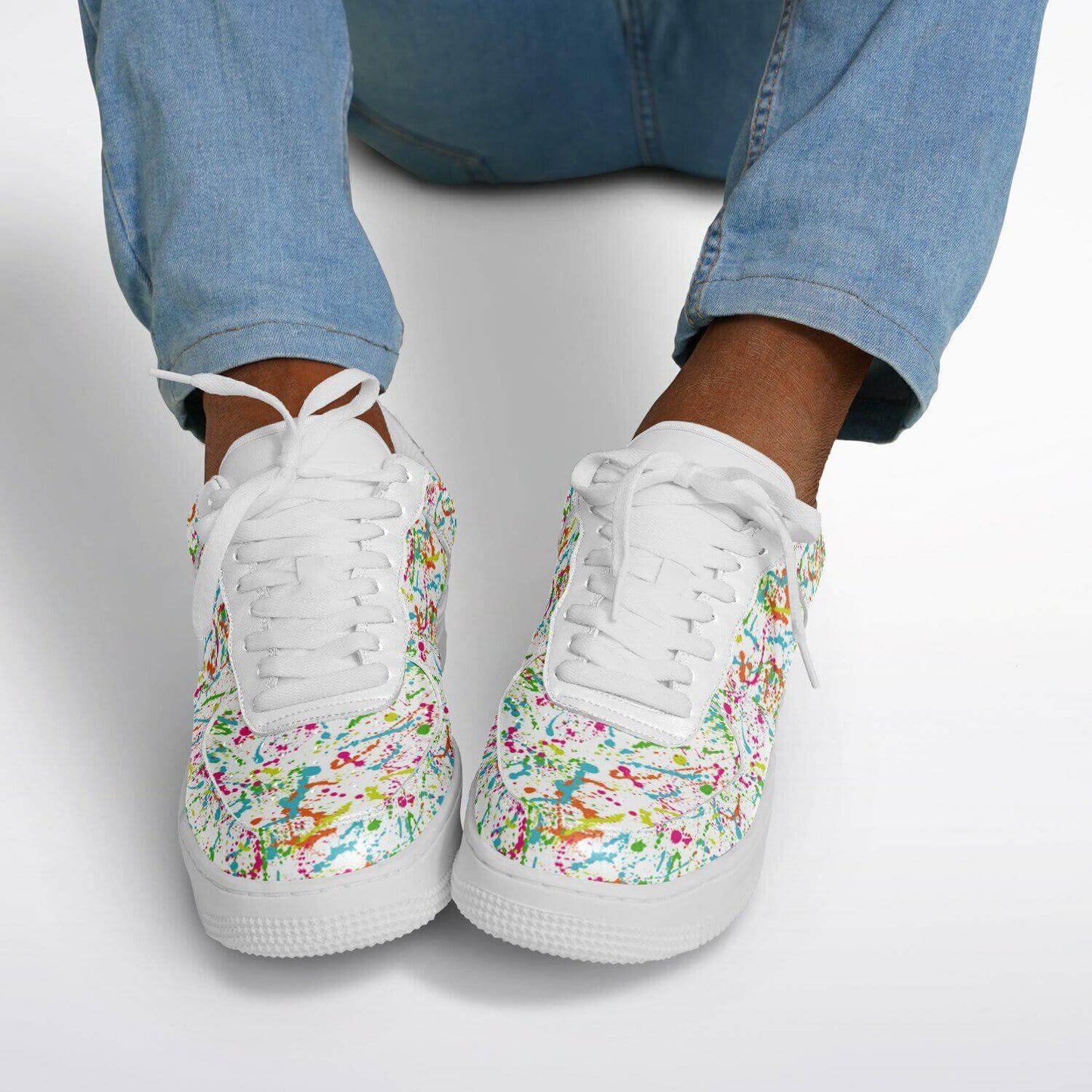 The painter white sneakers.
