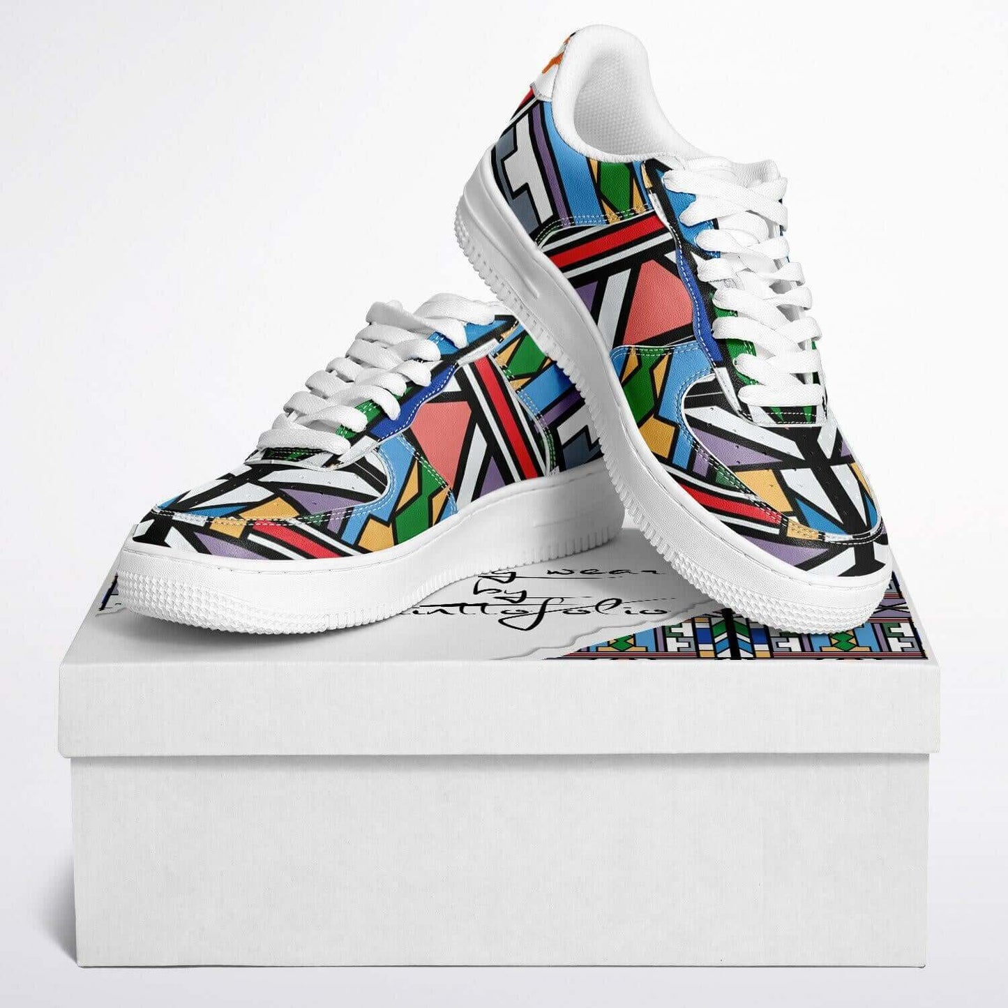 The blocks white sneakers.