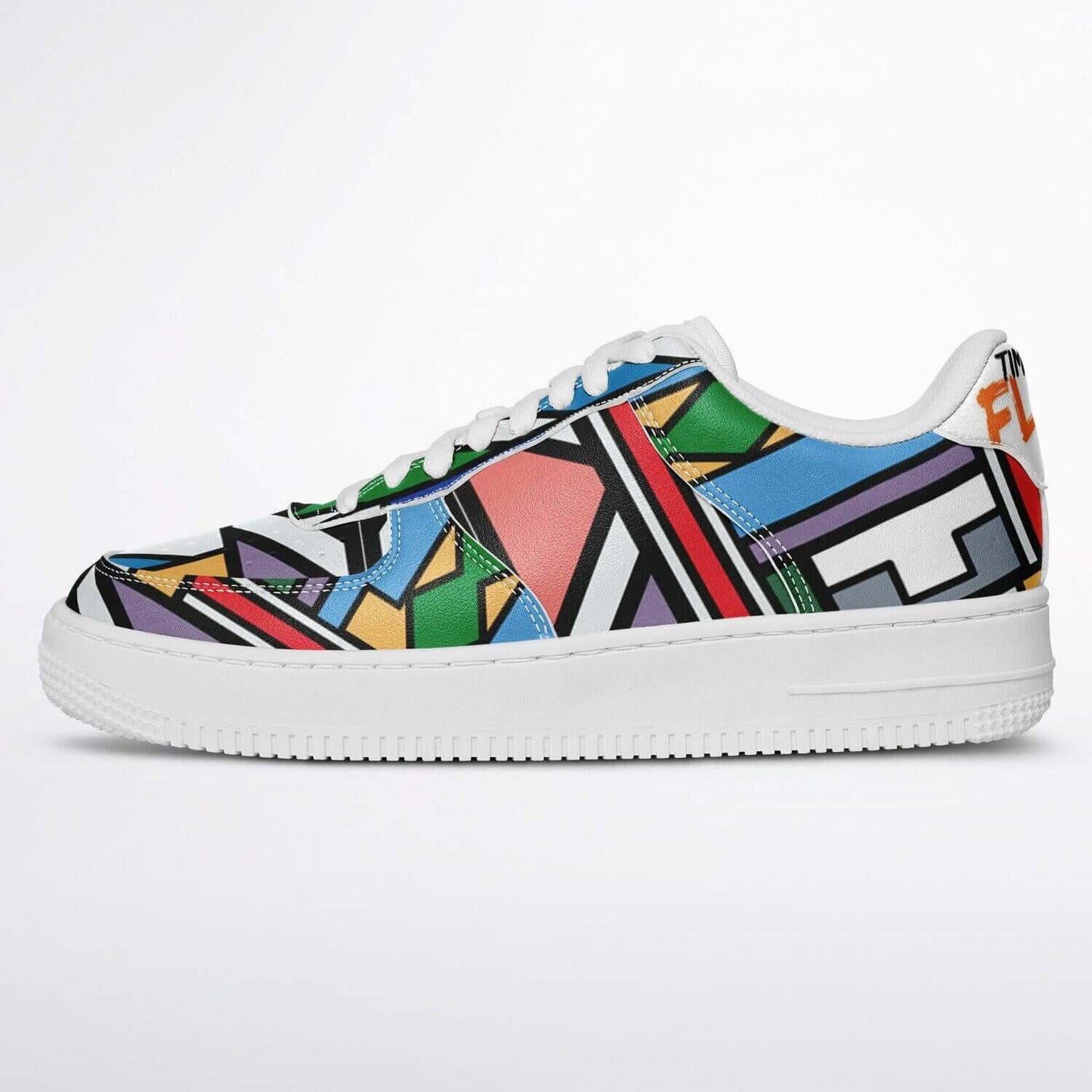 The blocks white sneakers.