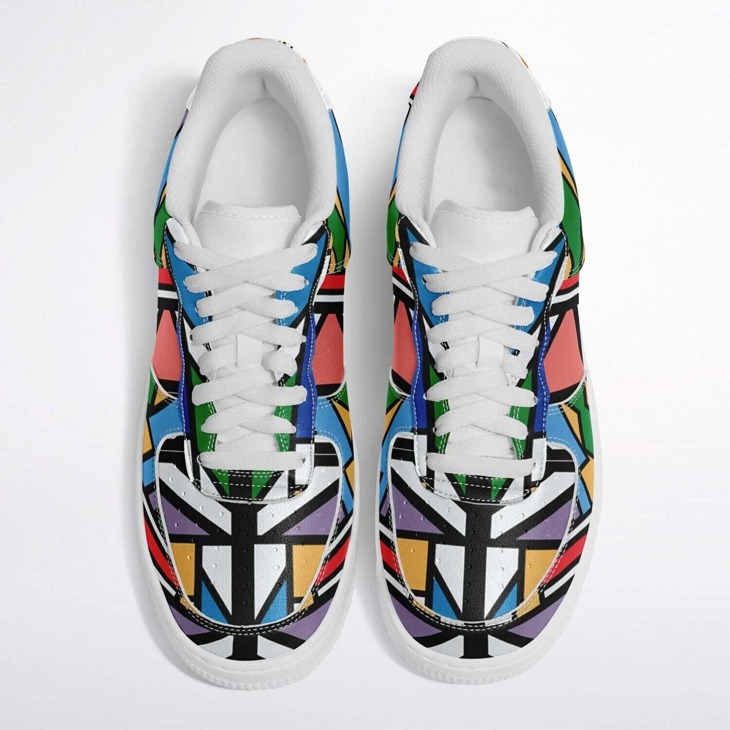 The blocks white sneakers.