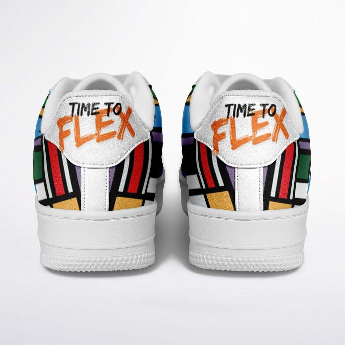 The blocks half white sneakers.