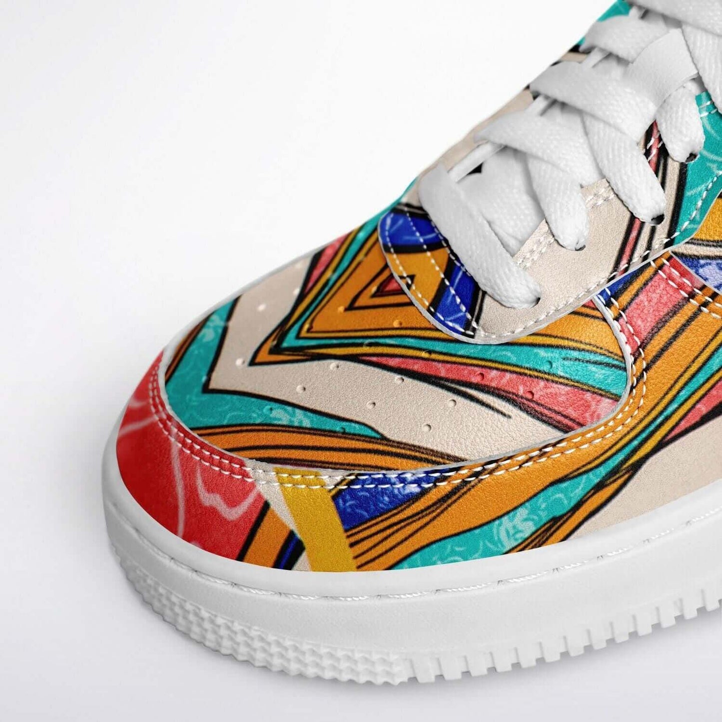 Abstract art white sneakers.
