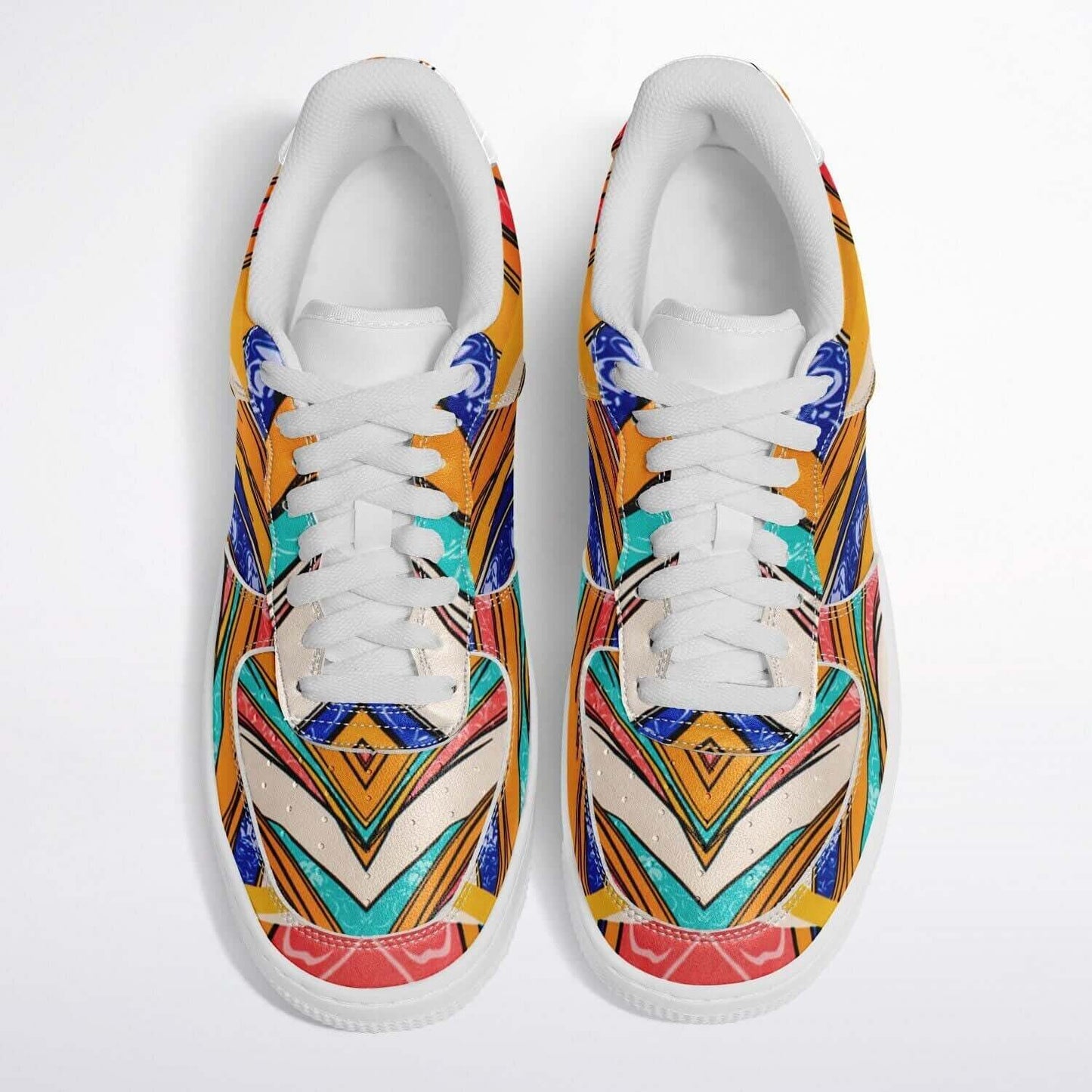 Abstract art white sneakers.