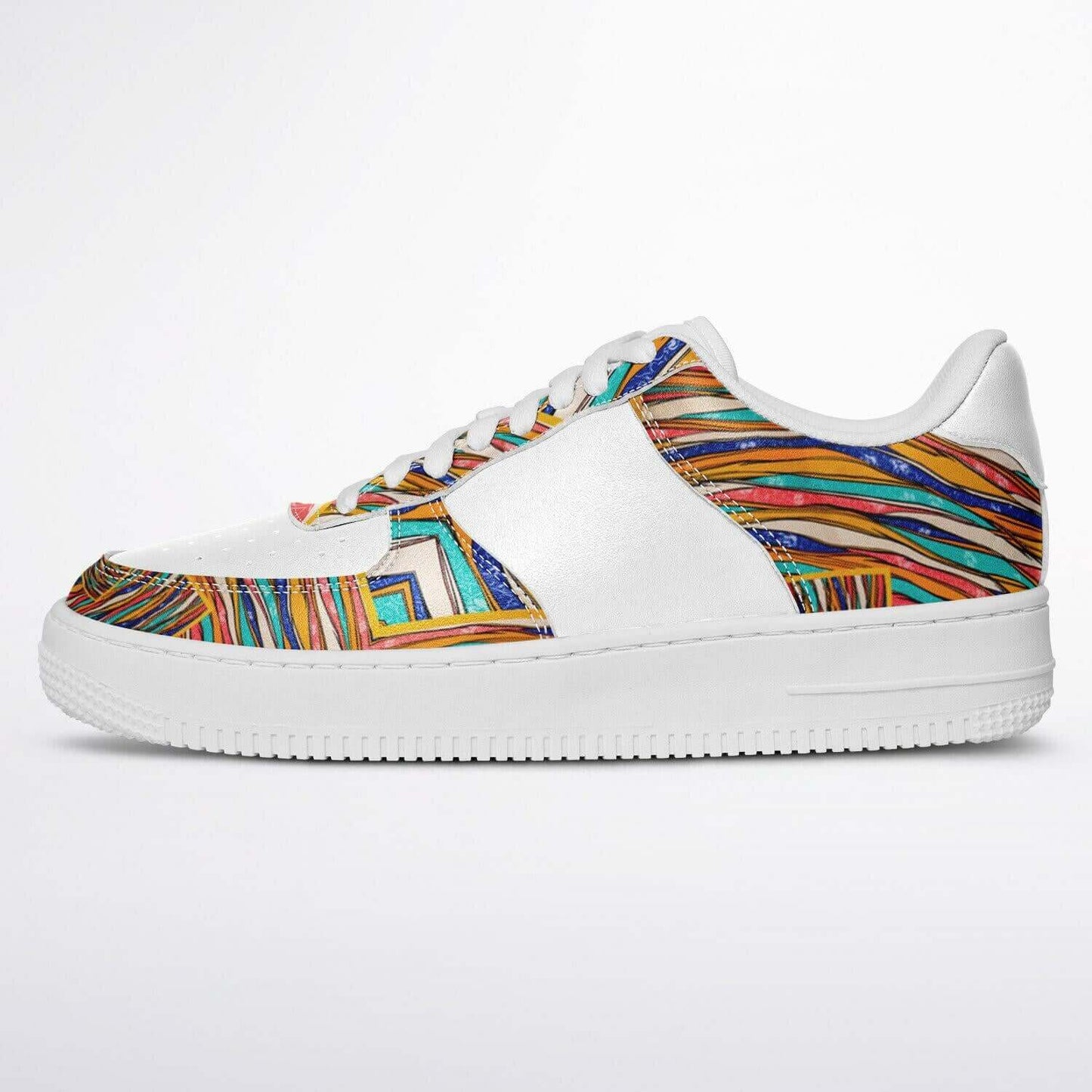 Abstract art white half sneakers.