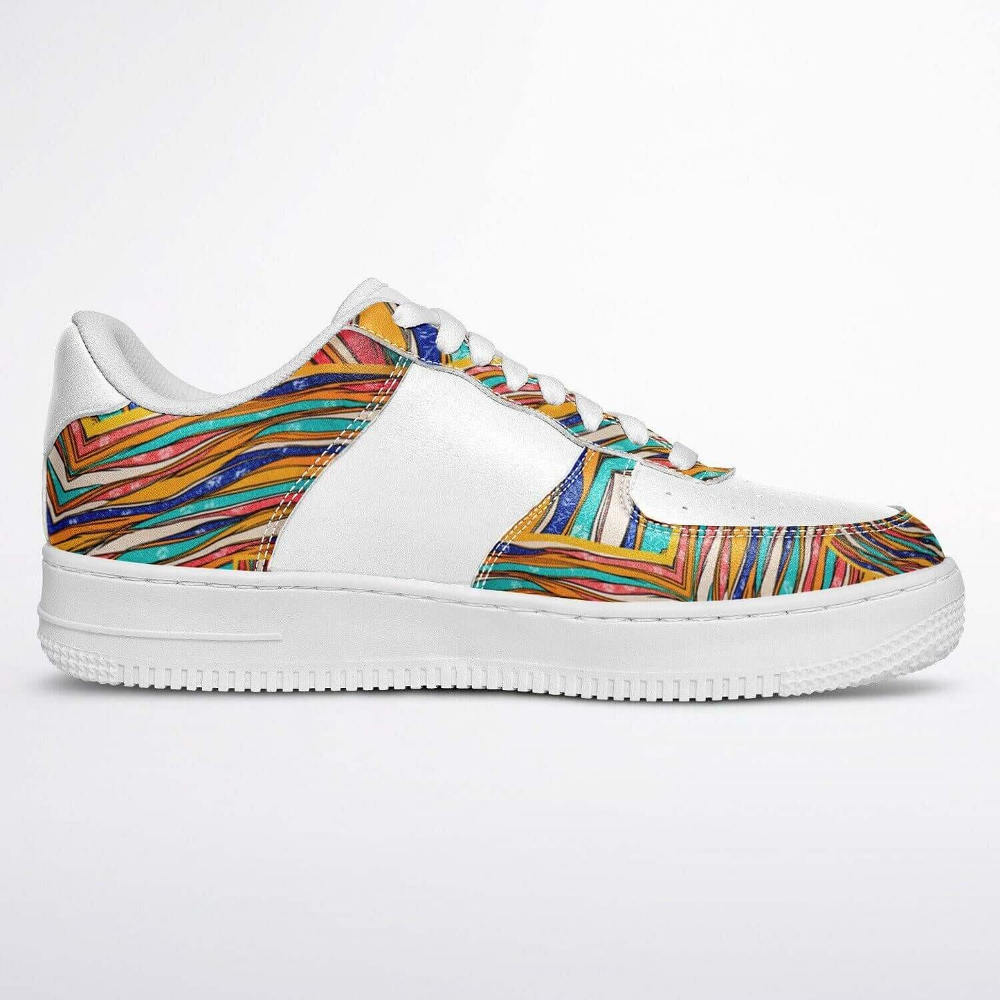 Abstract art white half sneakers.
