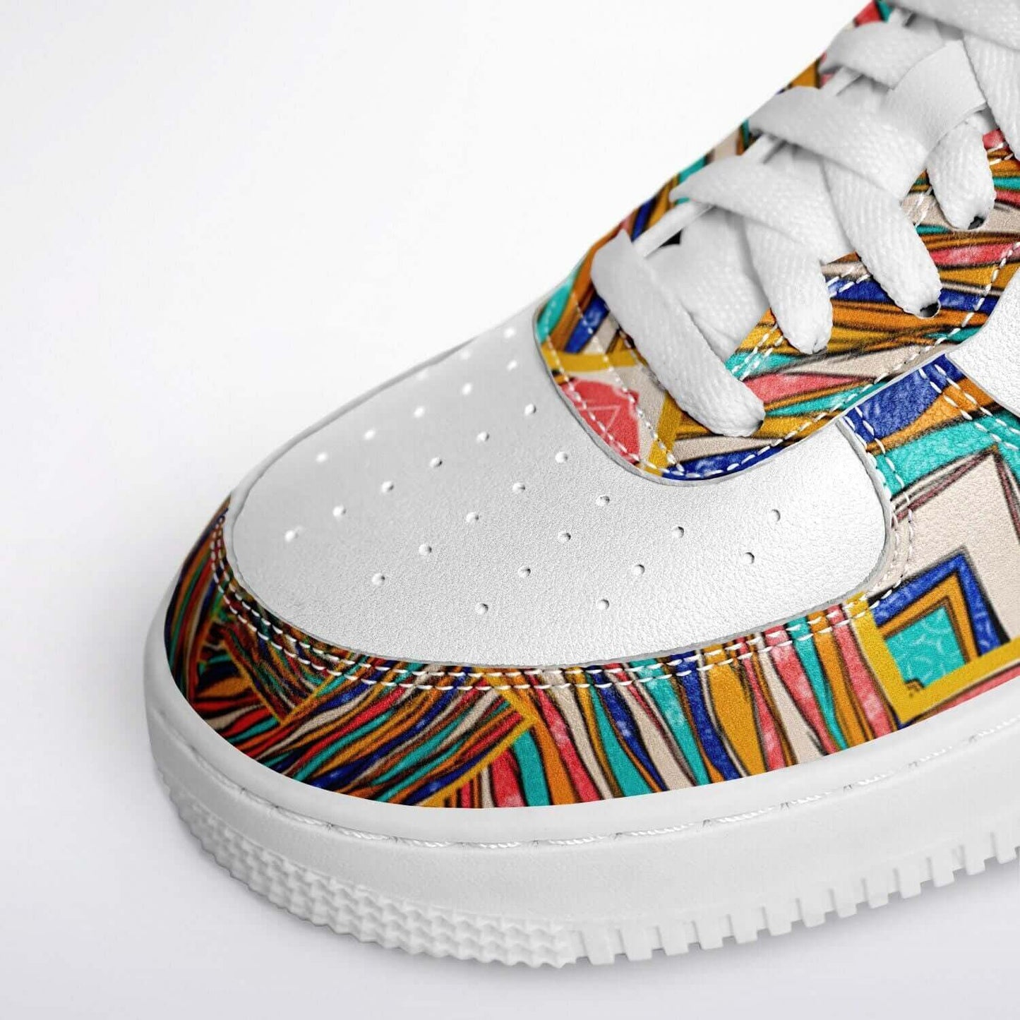 Abstract art white half sneakers.