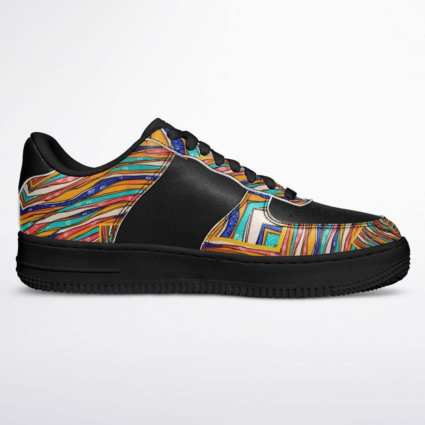 Abstract art black half sneakers.