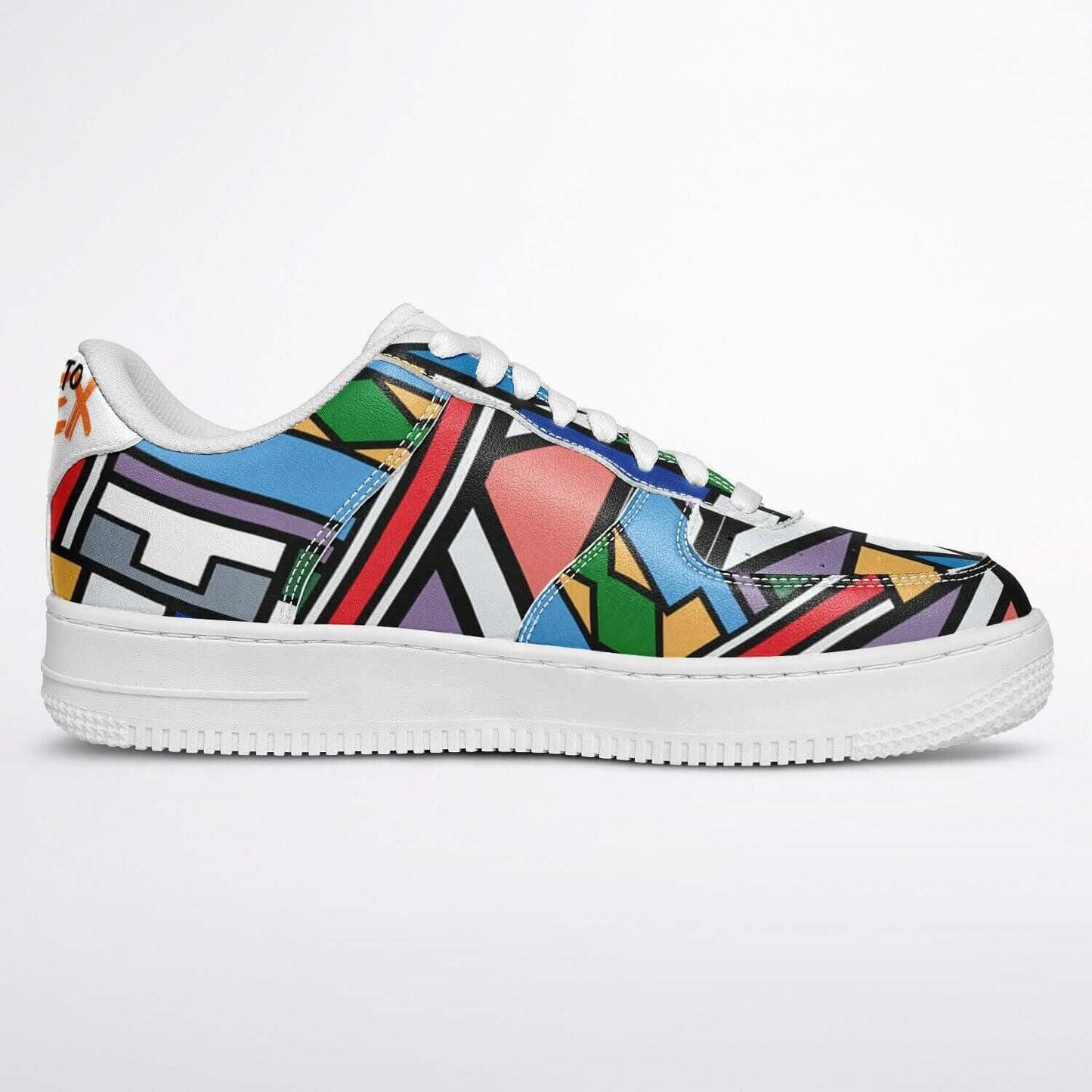 The blocks white sneakers.