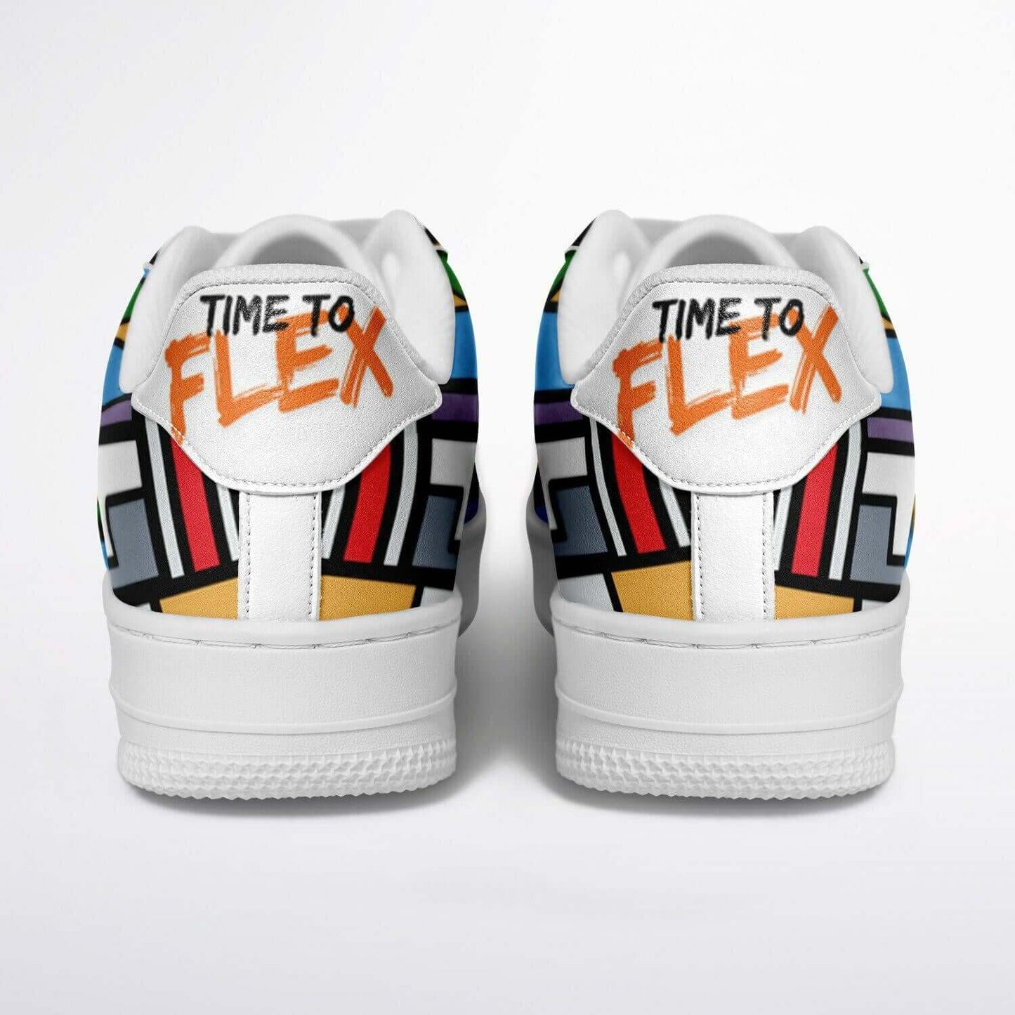The blocks white sneakers.