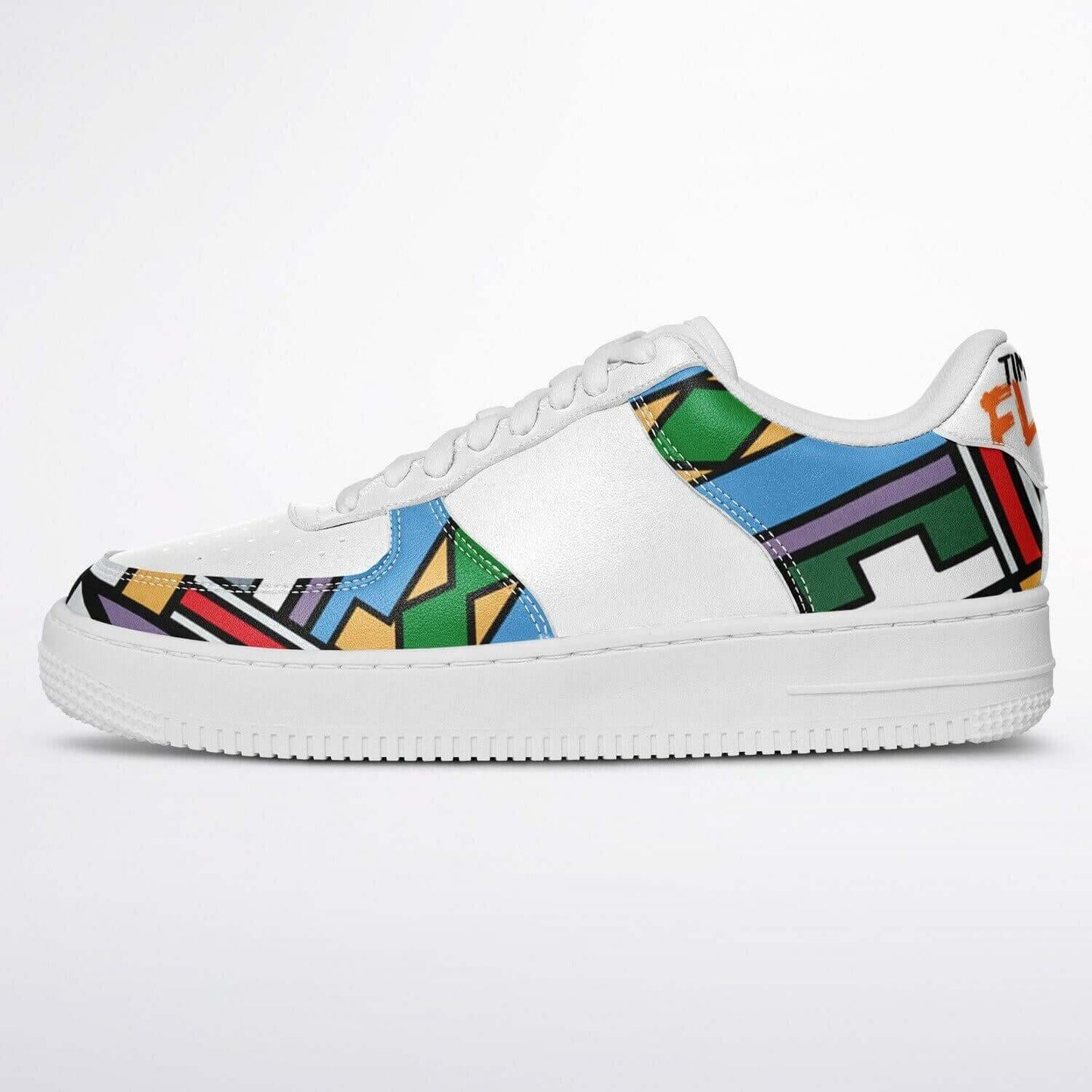 The blocks half white sneakers.