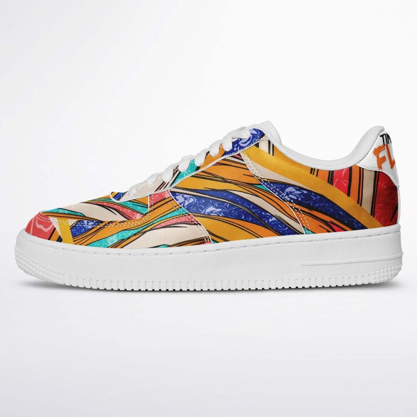 Abstract art white sneakers.