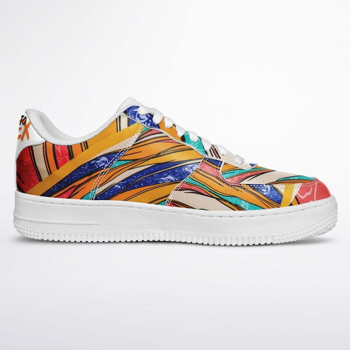 Abstract art white sneakers.