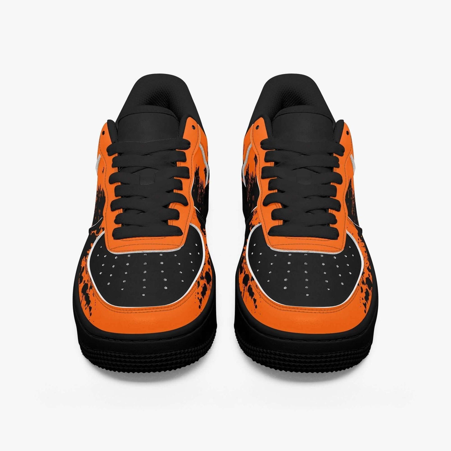 Orange splash black sneaker.