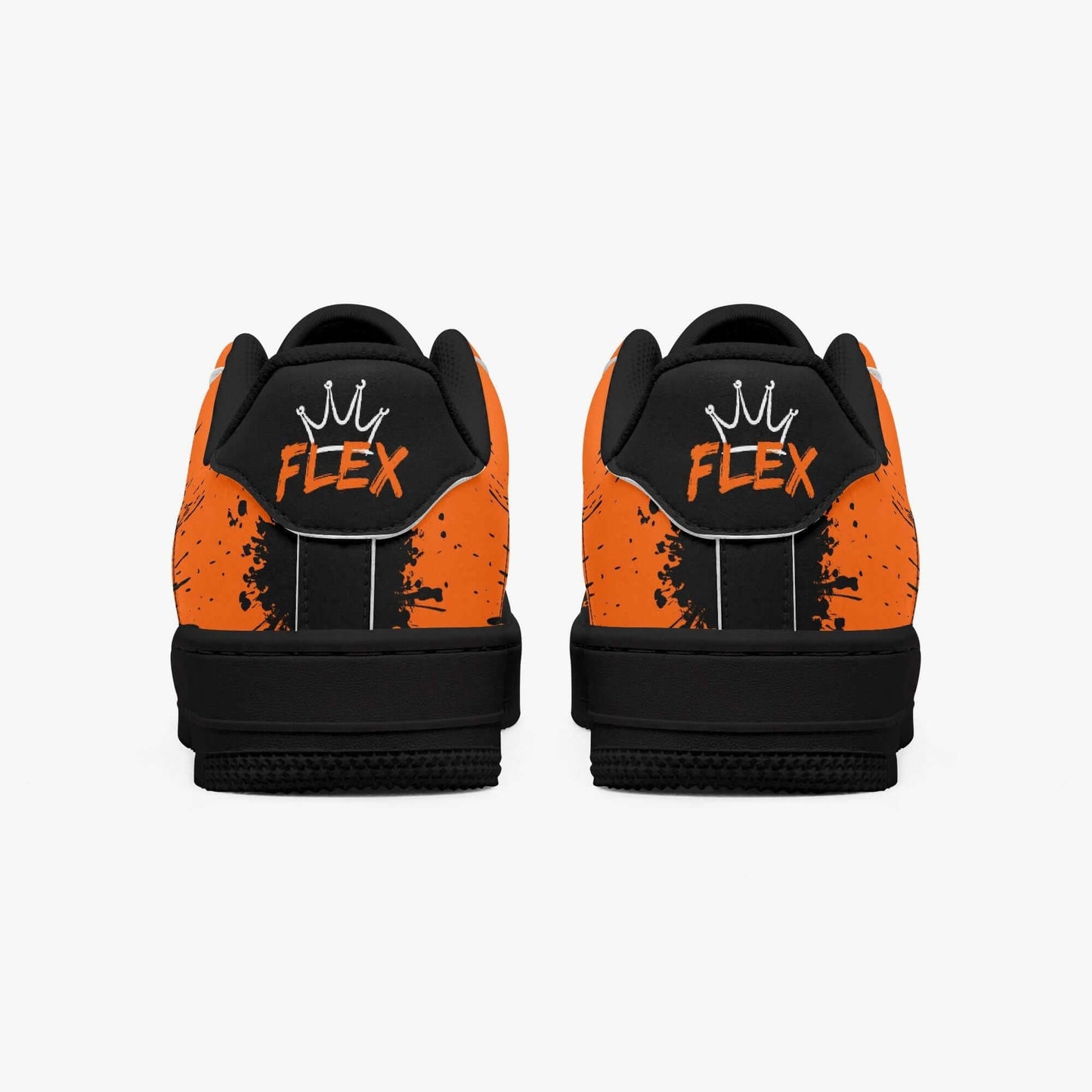 Orange splash black sneaker.