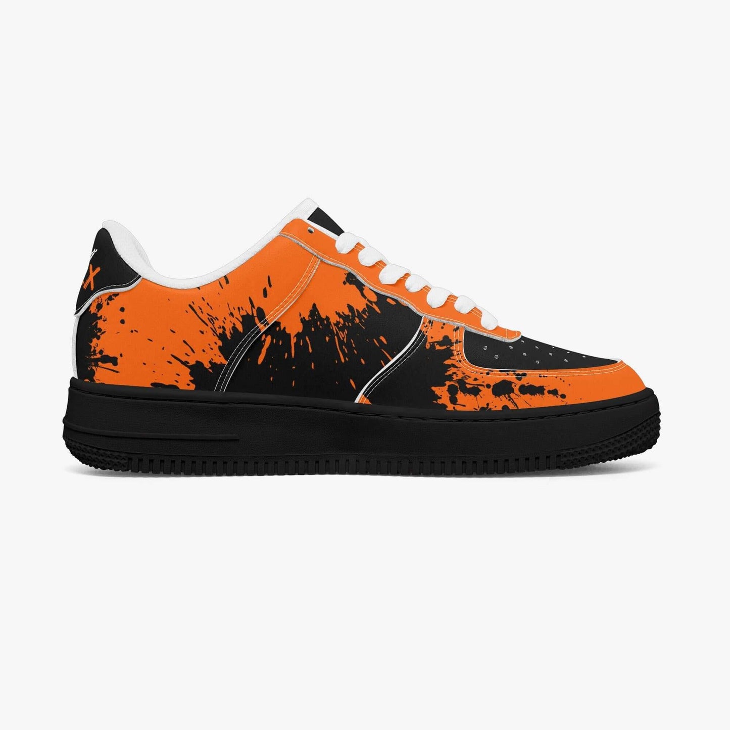 Orange splash black sneaker.