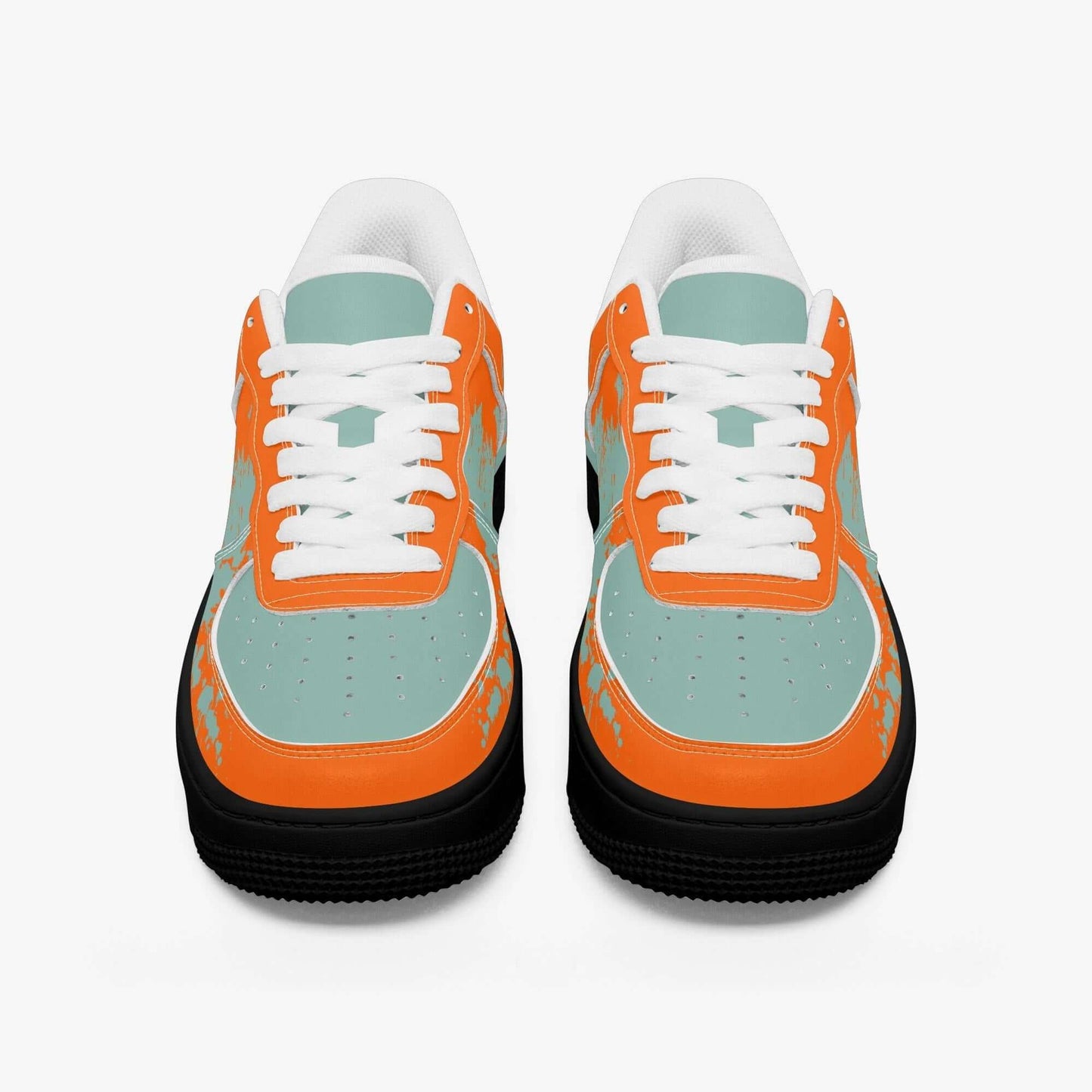 Orange splash blue sneaker.