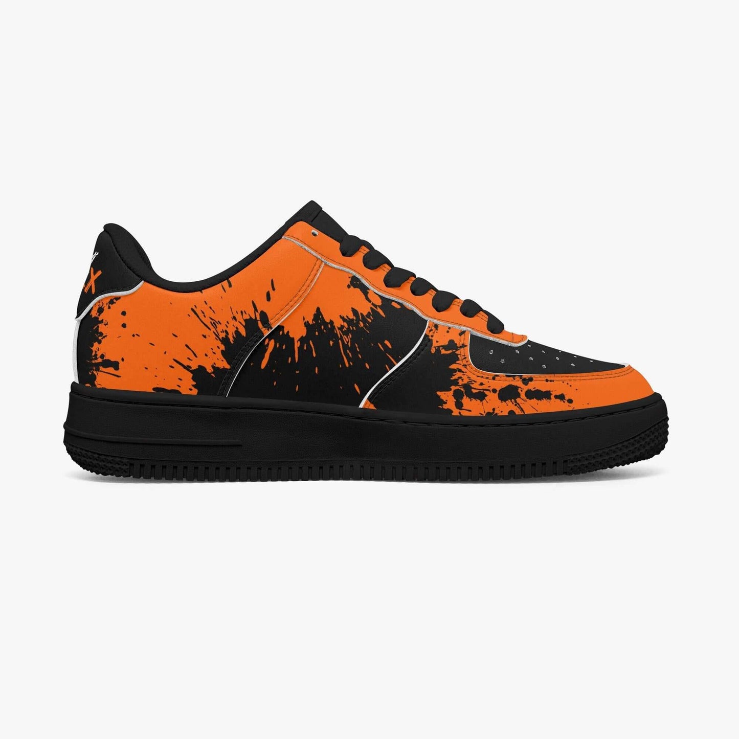 Orange splash black sneaker.