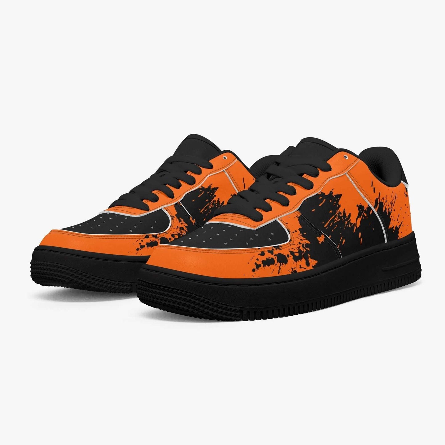 Orange splash black sneaker.
