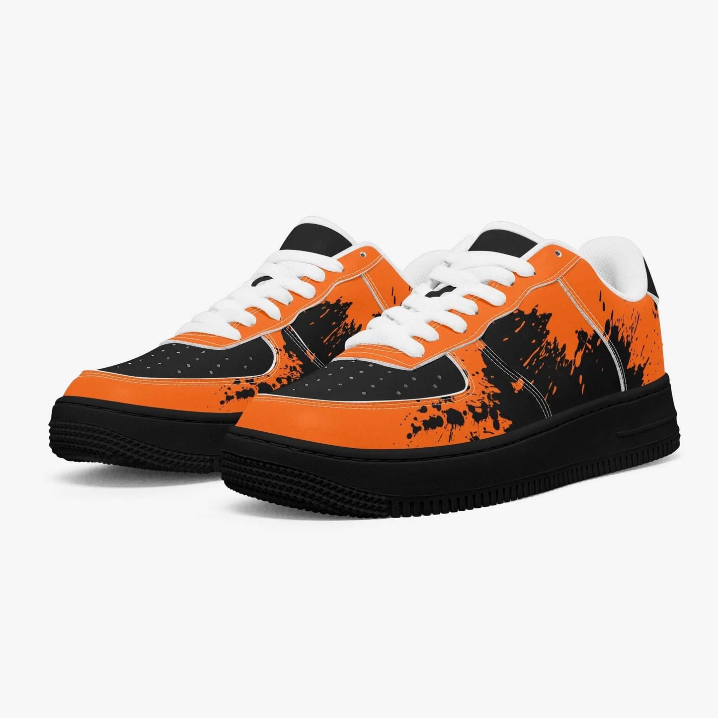 Orange splash black sneaker.