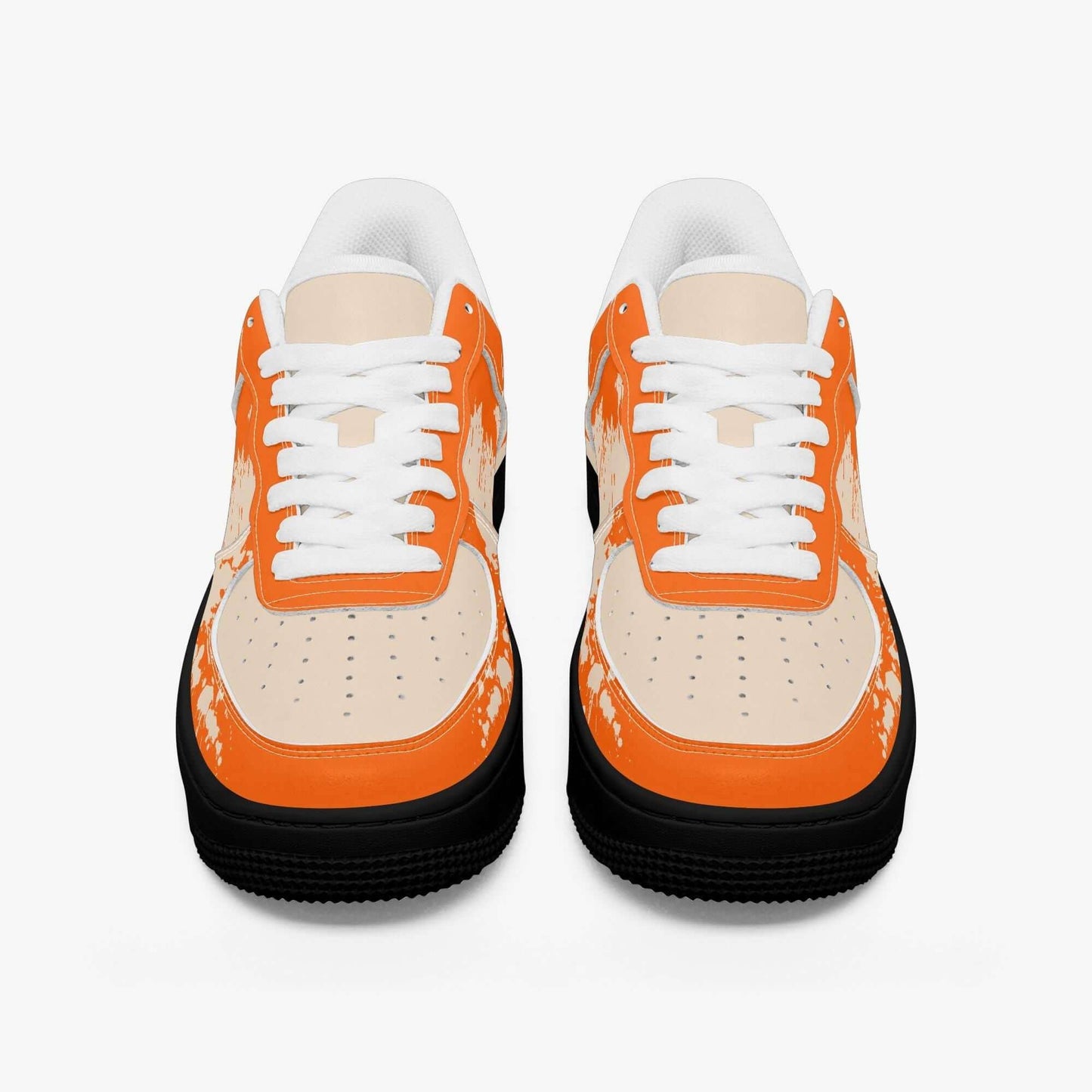 Orange splash sneakers.