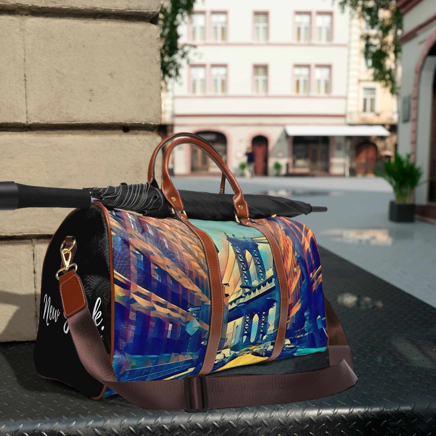 Manhattan Bridge leather bag.
