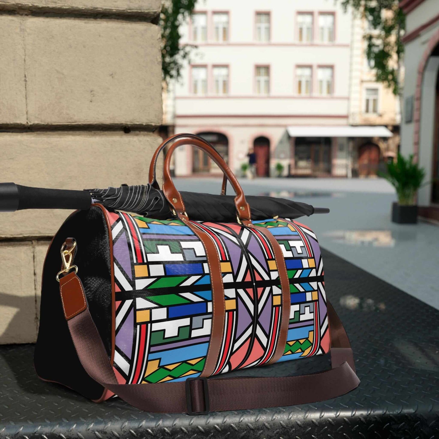 The blocks leather bag.