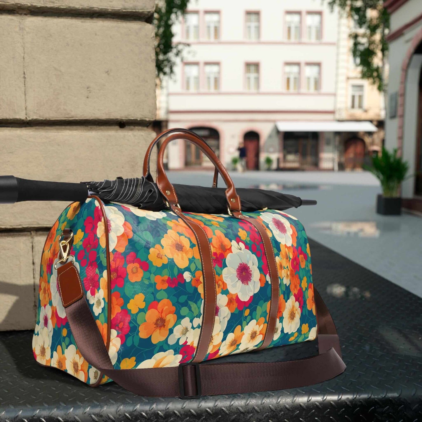 The flowers leather bag.