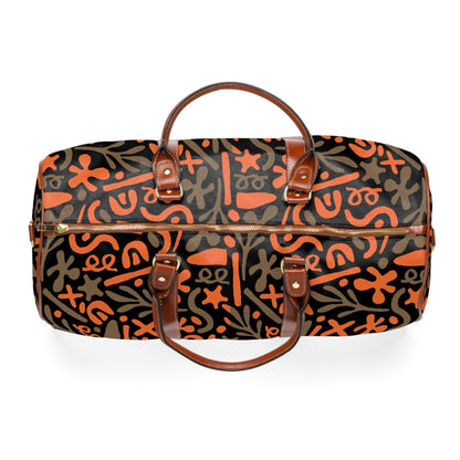 Africa Theme Weekender Bag, Artist Luggage, PU Leather Tote, Traveler Gift, Art Lover Carry-On - Waterproof Travel Bag