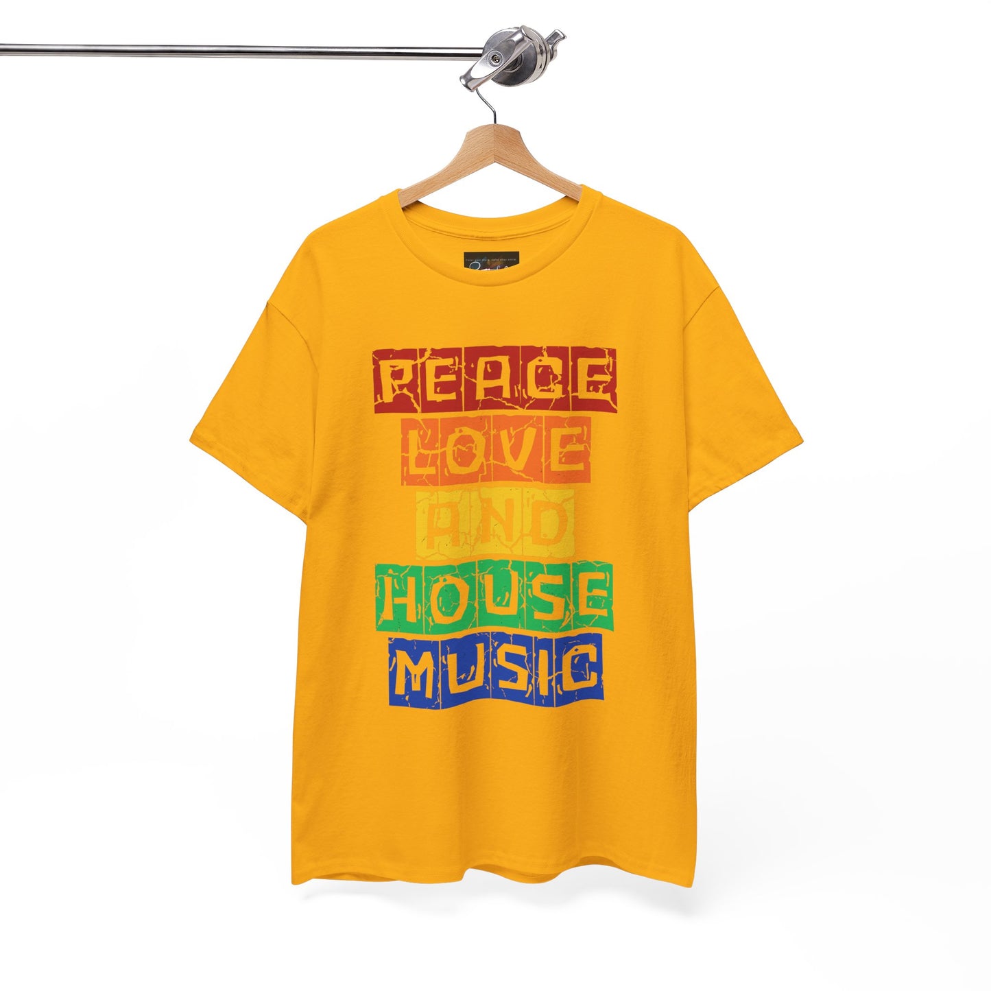 Peace Love and House Music T-Shirt — Unisex Heavy Cotton Tee