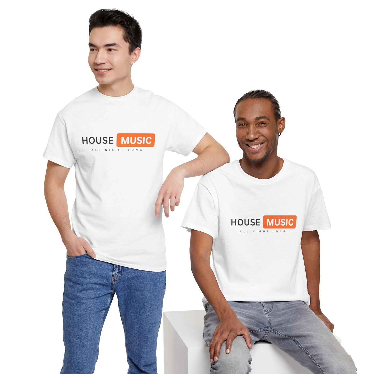 House music all night long hub T-Shirt — Unisex Heavy Cotton Tee