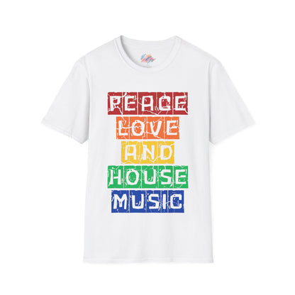 House music - Peace love - Unisex Softstyle T-Shirt