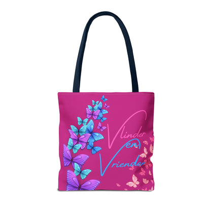 Tote Bag vlinder en vrienden pink
