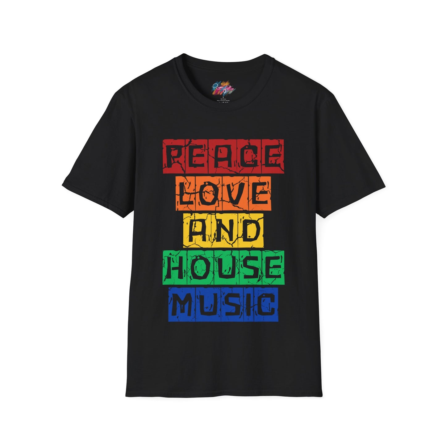 House music - Peace love - Unisex Softstyle T-Shirt