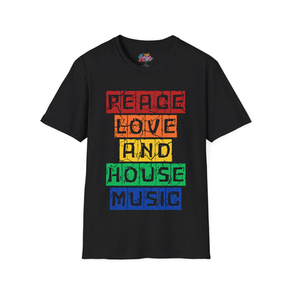 House music - Peace love - Unisex Softstyle T-Shirt