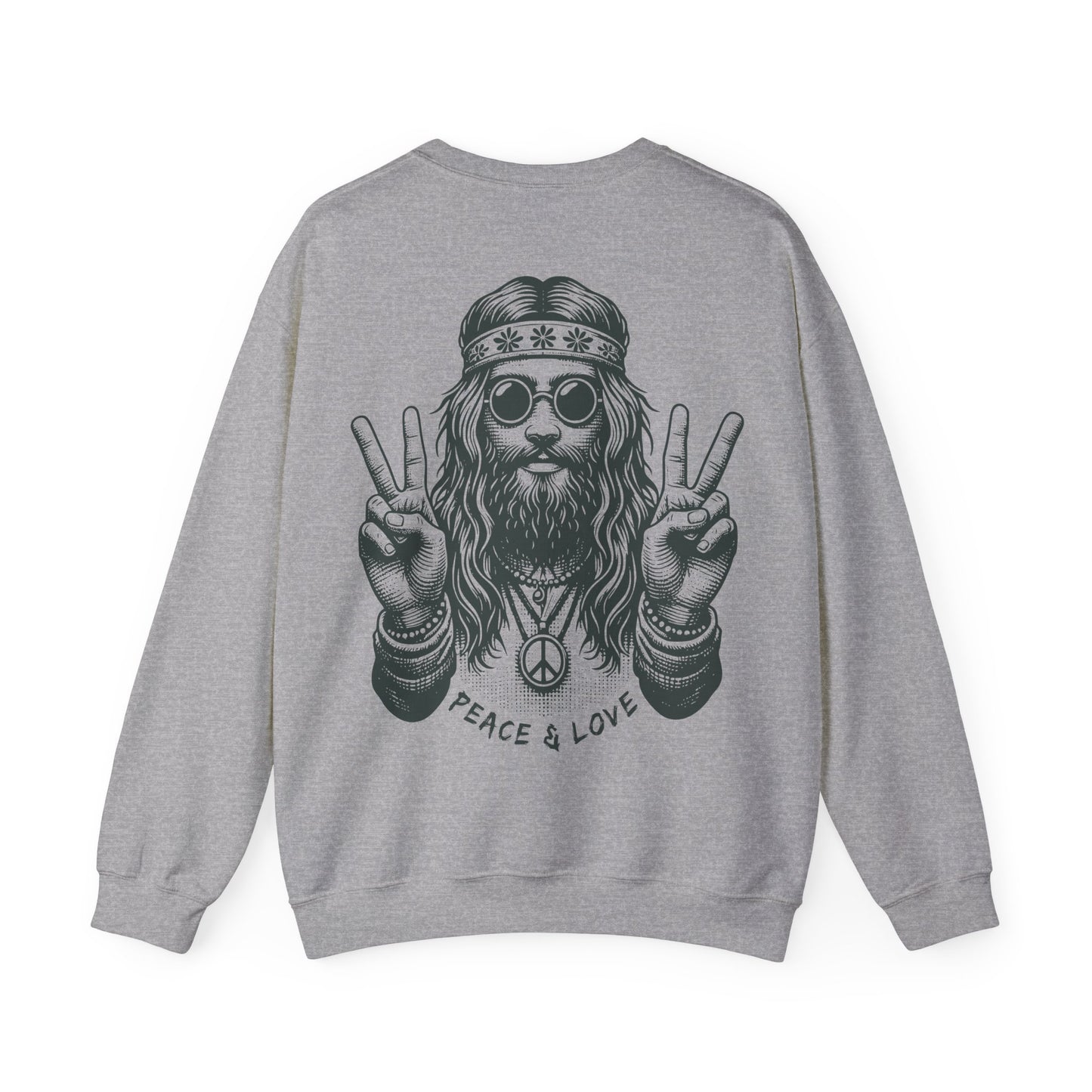 Peace & Love Crewneck Sweatshirt — Retro Vibe Peaceful Graphic