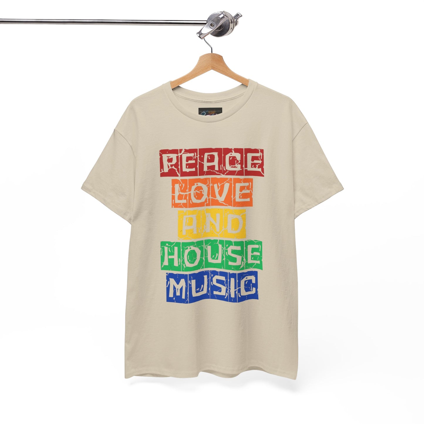 Peace Love and House Music T-Shirt — Unisex Heavy Cotton Tee